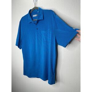 KJUS Polo Golf Shirt Medium Blue Striped Short Sleeve UPF30+  L / 52